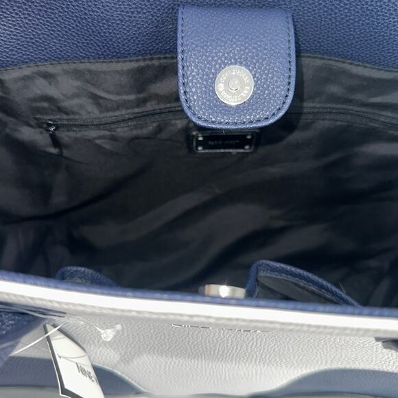 Nine West Sierra Tote Handbag with Matching Wallet Gray Navy Leather Purse NWT - Picture 8 of 16